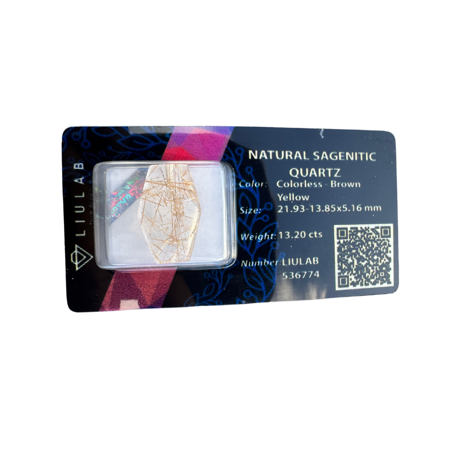 Natural Sagenitic Quartz – Golden Rutile Inclusions | LIULAB Certified #536774