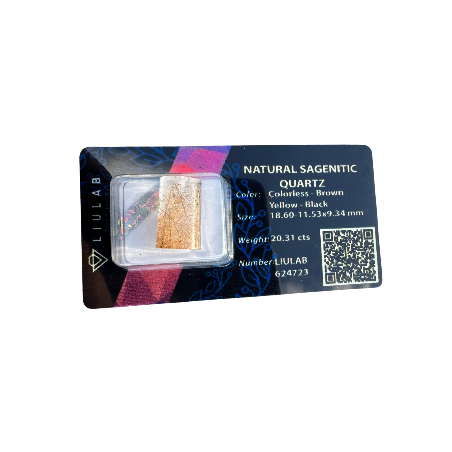 Natural Sagenitic Quartz – Golden-Black Rutile Inclusions | LIULAB Certified #624723
