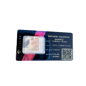 Natural Sagenitic Quartz – Rectangle Cut with Fine Inclusions | LIULAB Certified #834885