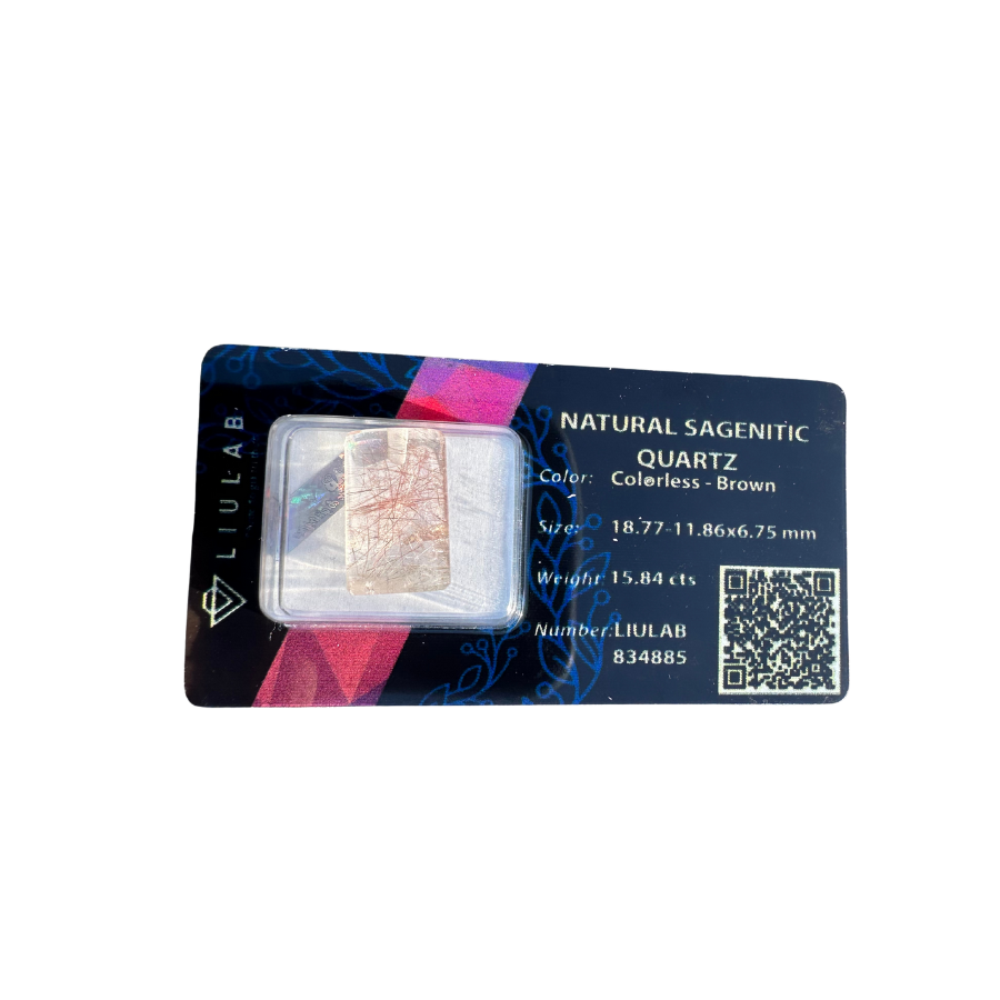 Natural Sagenitic Quartz – Rectangle Cut with Fine Inclusions | LIULAB Certified #834885