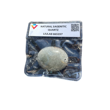 Natural Sagenitic Quartz – Polished Oval Bead | LIULAB Certified #865357