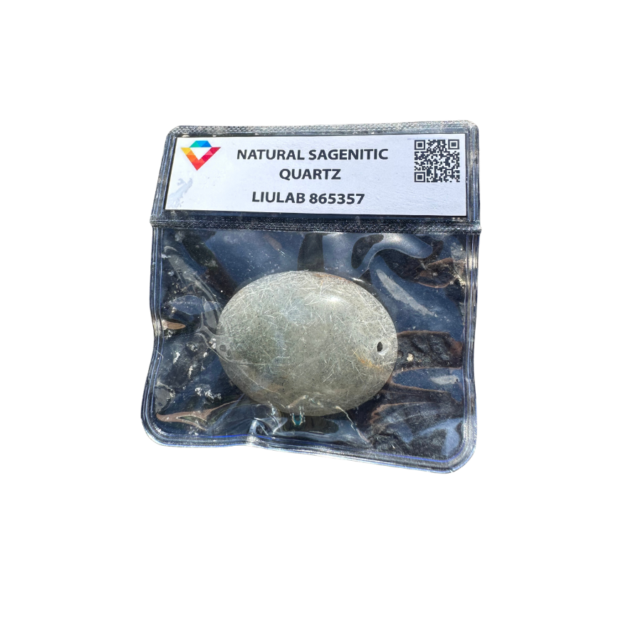 Natural Sagenitic Quartz – Polished Oval Bead | LIULAB Certified #865357