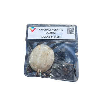 Natural Sagenitic Quartz – Oval Polished Bead | LIULAB Certified #449458