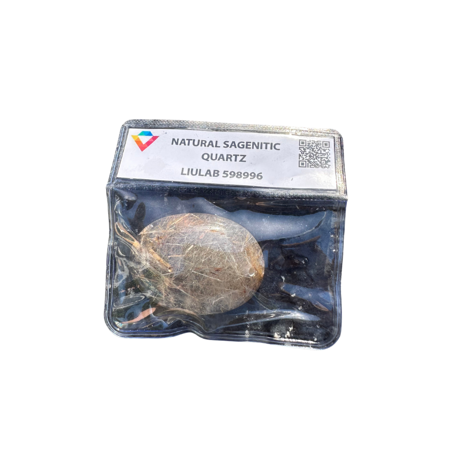 Natural Sagenitic Quartz – Oval Polished Bead | LIULAB Certified #598996