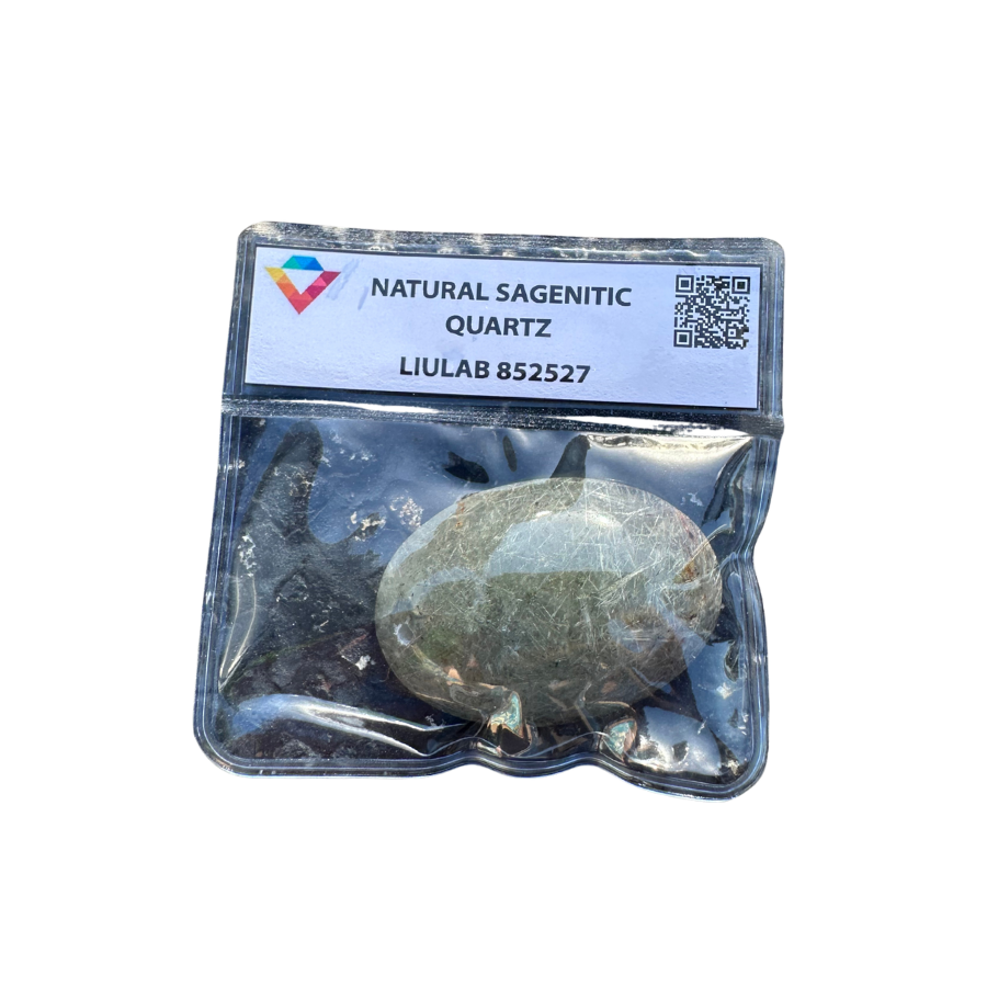 Natural Sagenitic Quartz – Oval Cabochon | LIULAB Certified #852527