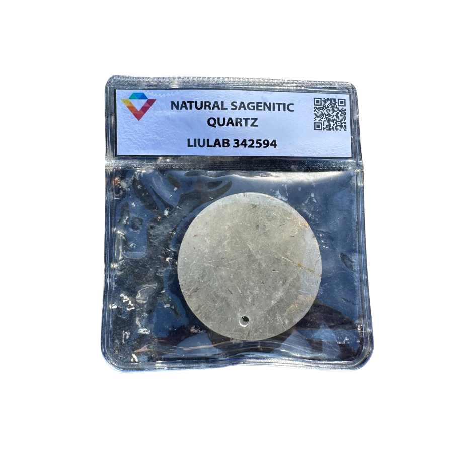 Natural Sagenitic Quartz – Large Round Cabochon | LIULAB Certified #342594