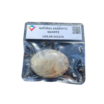 Natural Sagenitic Quartz – Oval Cabochon with Golden Rutile | LIULAB Certified #555276