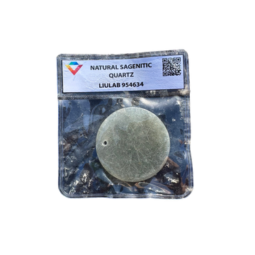 Natural Sagenitic Quartz – Round Pendant Disc with Needle-Like Inclusions | LIULAB Certified #954634