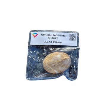 Natural Sagenitic Quartz – Oval Cabochon with Golden Needle Inclusions | LIULAB Certified #954996