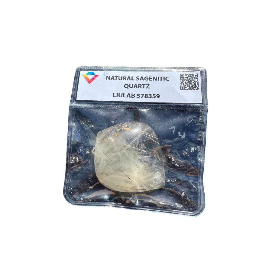 Natural Sagenitic Quartz – Polished Cushion Cut with Golden Inclusions | LIULAB Certified #578359