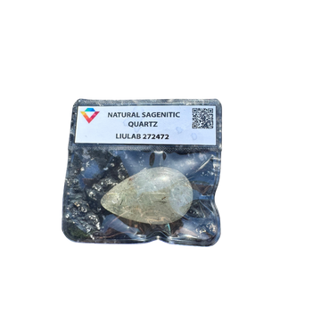 Natural Sagenitic Quartz – Clear Teardrop with Fine Rutile Inclusions | LIULAB Certified #272472