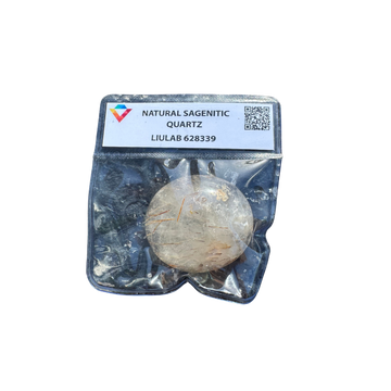 Natural Sagenitic Quartz – Round Polished Gem with Golden Rutile | LIULAB Certified #628339
