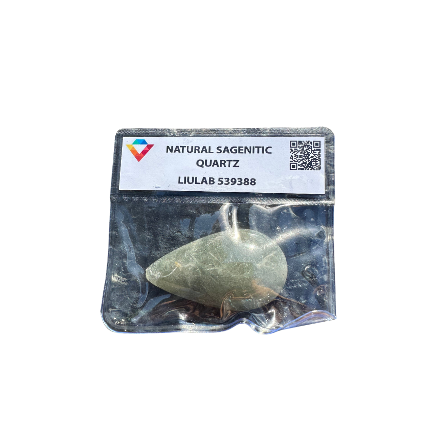 Natural Sagenitic Quartz – Teardrop-Shaped Gem with Subtle Needle Inclusions | LIULAB Certified #539388