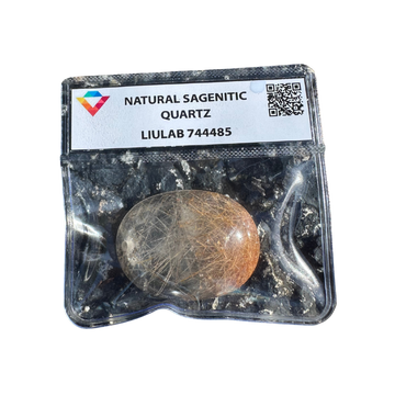 Natural Sagenitic Quartz Palm Stone – Radiant Copper-Golden Threads | LIULAB 744485 Certified