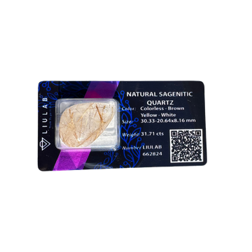 Natural Sagenitic Quartz Gemstone – Golden Rutile Web in Colorless Body | LIULAB 662824 Certified