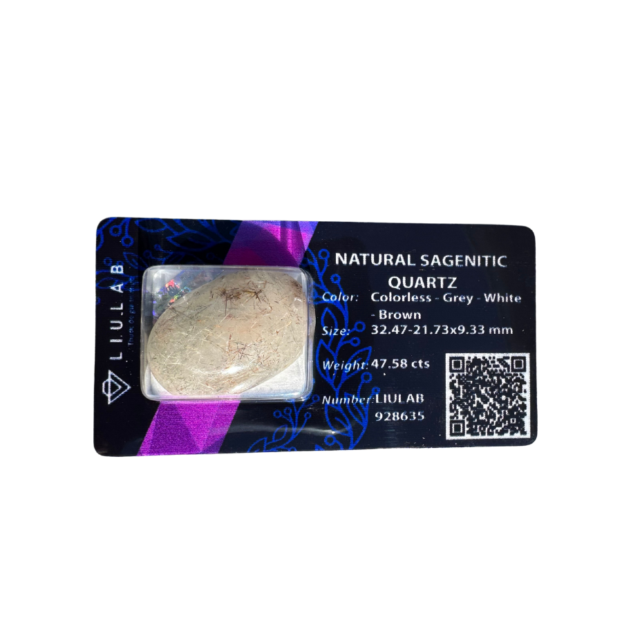 Natural Sagenitic Quartz Gemstone – Earth-Toned Clarity with Fine Inclusions | LIULAB 928635 Certified