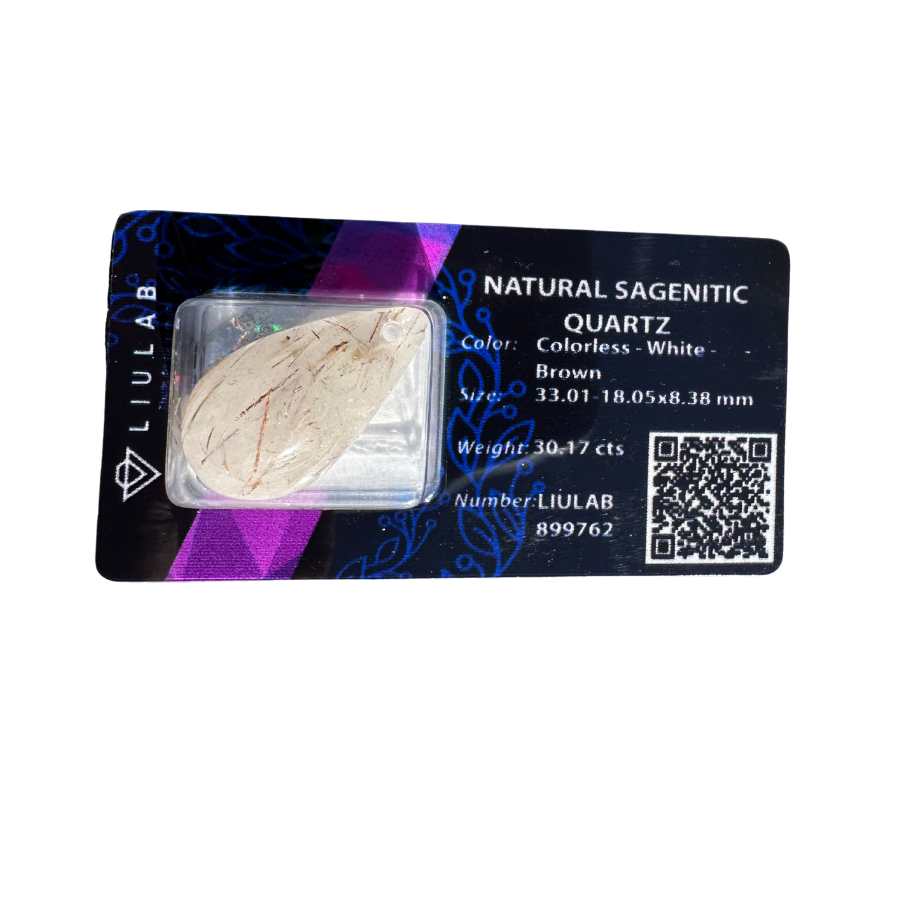 Natural Sagenitic Quartz Gemstone – Bold Rutile Threads in Crystal Clarity | LIULAB 899762 Certified