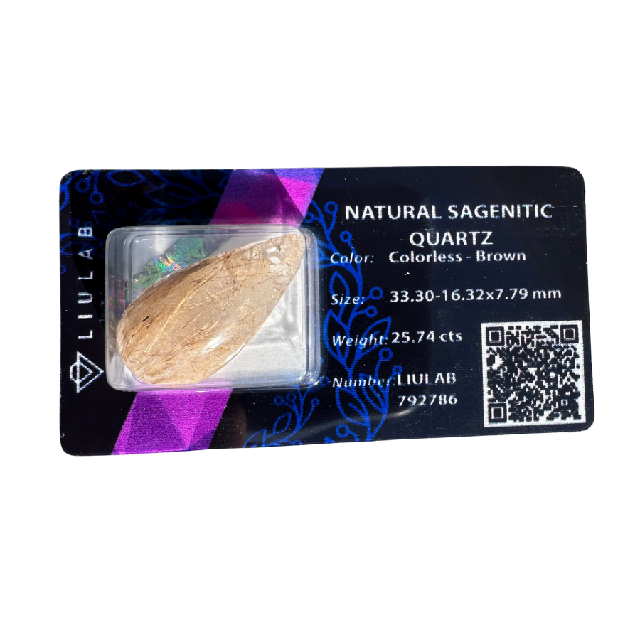 Natural Sagenitic Quartz Gemstone – Golden Thread Elegance | LIULAB 792786 Certified