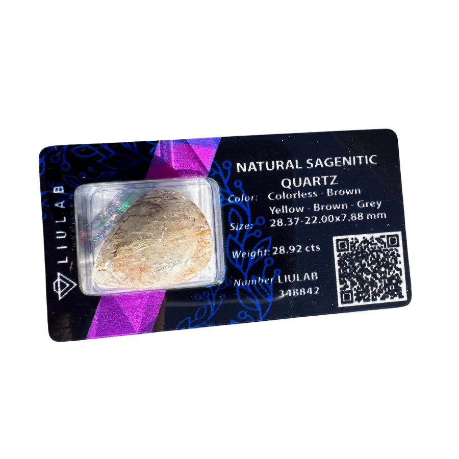 Natural Sagenitic Quartz Gemstone – Multitone Rutile Harmony | LIULAB 348842 Certified