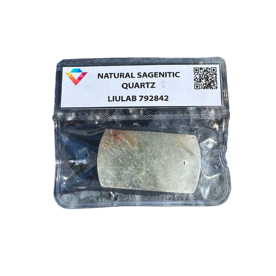 Natural Sagenitic Quartz Pendant – Silvery Rutile Veins with Earthy Accents | LIULAB 792842 Certified
