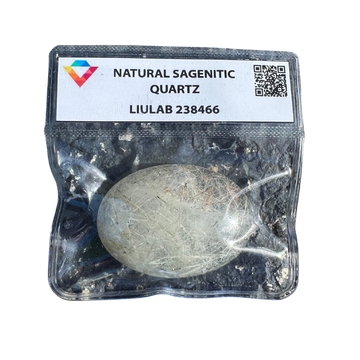 Natural Sagenitic Quartz Palm Stone – Clear Earth Essence with Dark Rutile Inclusions | LIULAB 238466 Certified