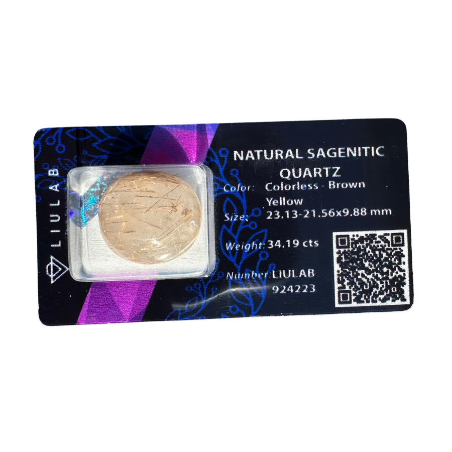 Natural Sagenitic Quartz – Golden Threads in Clear Quartz | LIULAB 924223 Certified