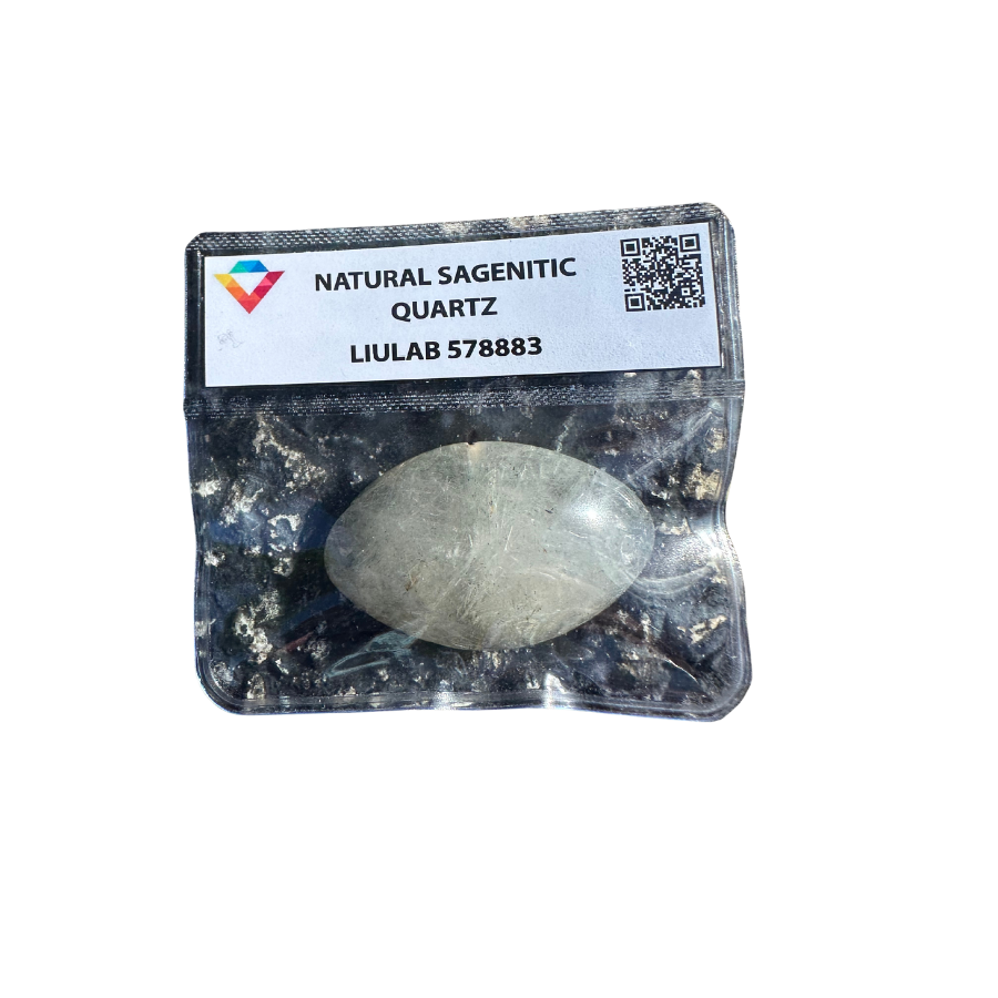 Natural Sagenitic Quartz – Certified Oval Cabochon Gemstone | LIULAB 578883
