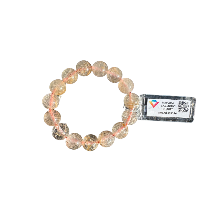 Natural Sagenitic Quartz Bracelet | LIULAB Certified #855394