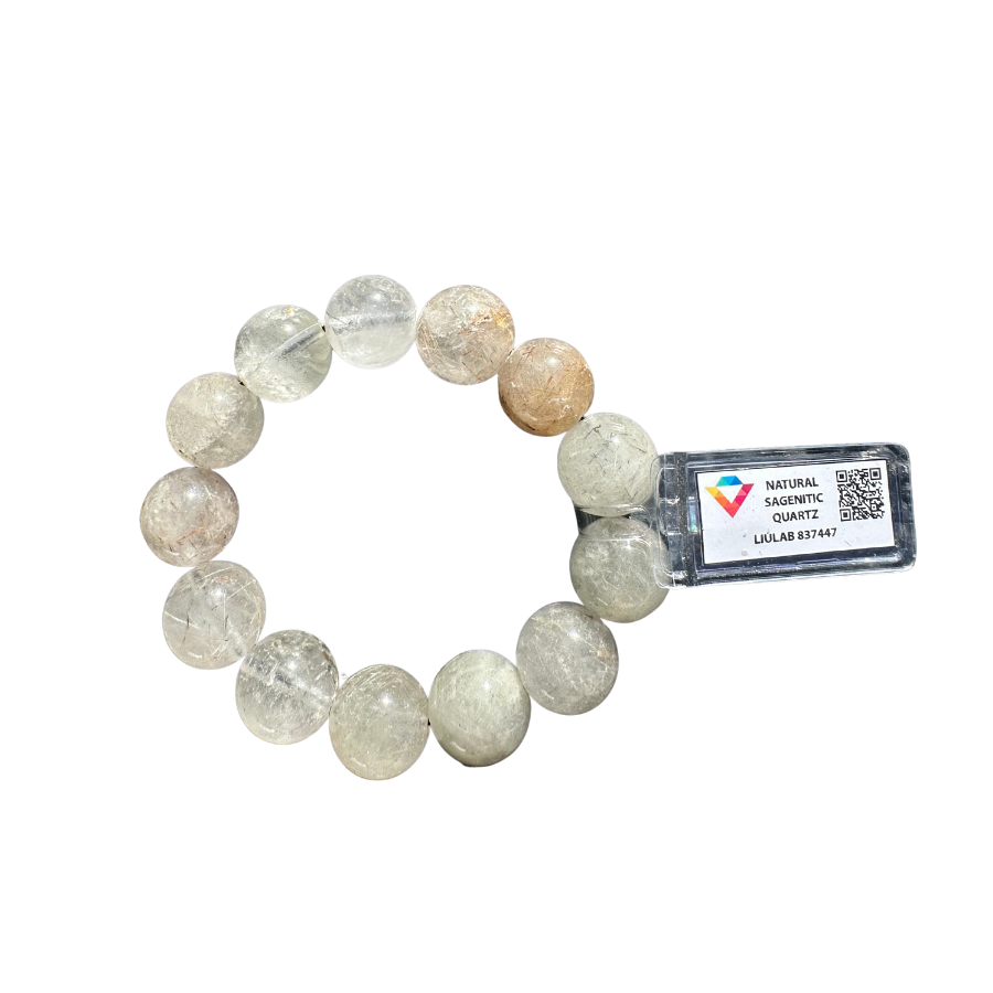 Natural Sagenitic Quartz Bracelet | LIULAB Certified #837447