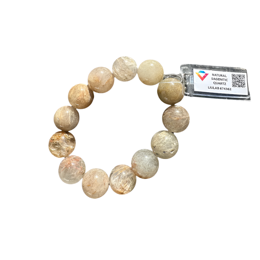 Natural Sagenitic Quartz Bracelet | LIULAB Certified #674362