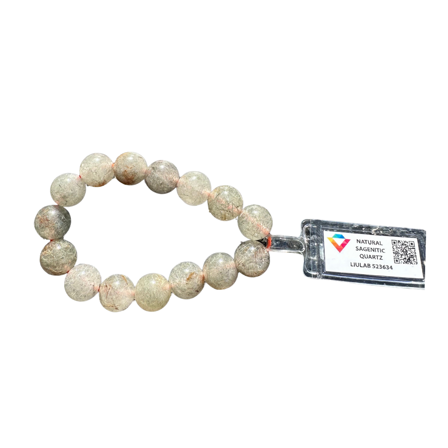 Natural Sagenitic Quartz Bracelet | Certificate No. LIULAB 523634