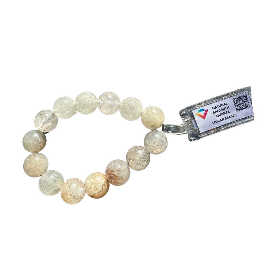 Natural Sagenitic Quartz Bracelet | Certificate No. LIULAB 334625