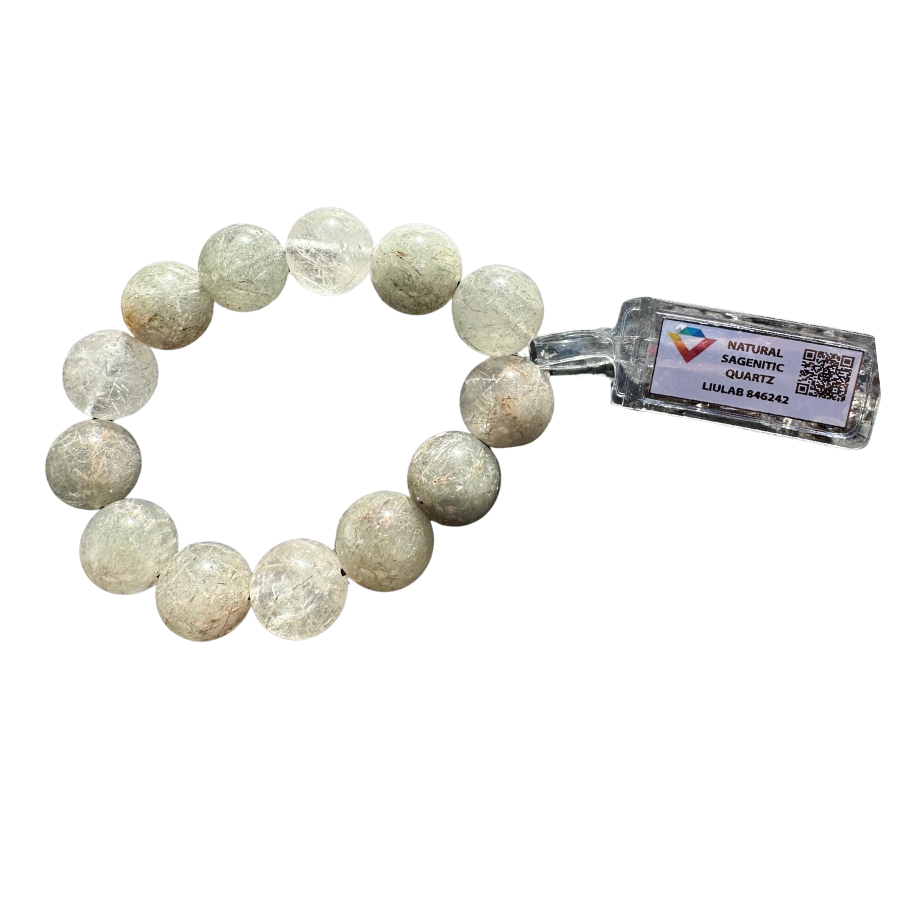 Natural Sagenitic Quartz Bracelet | Certificate No. LIULAB 846242