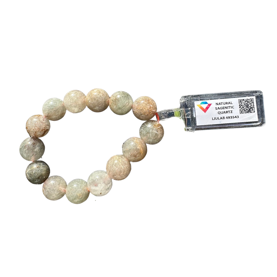 Natural Sagenitic Quartz Bracelet | LIULAB Certified – 493543