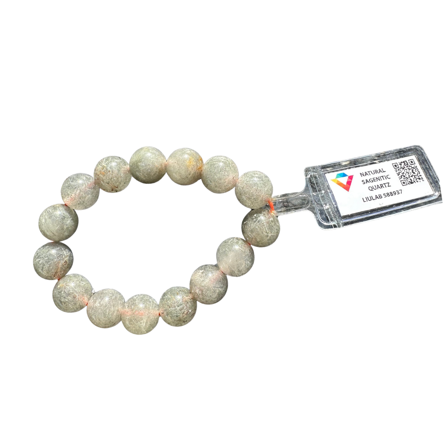 Natural Sagenitic Quartz Bracelet | LIULAB Certified – 588937